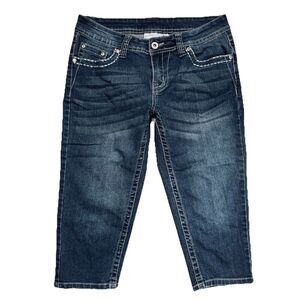 Cg Cg Skimmer Jeans 6 (30x17.5) Blue Embellished Embroidered Stretch Womens
